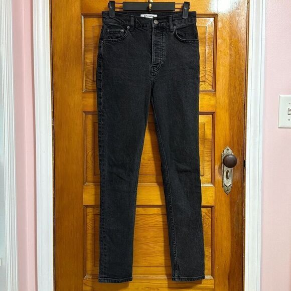 Reformation Black Button Fly High Rise Slim Skinny Jeans Women’s 25 - Picture 1 of 7